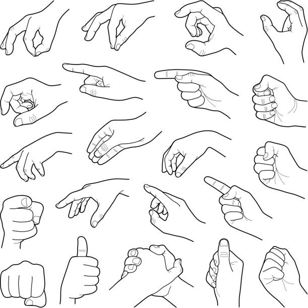 Hands Hand collection - vector line illustration gripping stock illustrations