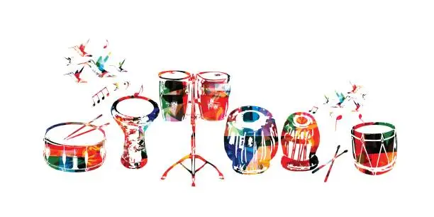 Vector illustration of Music instruments background