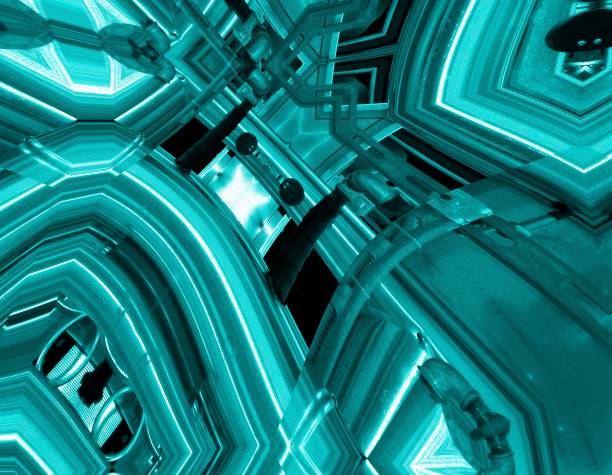 istock Blue aluminum background. Metal pipes and abstract technological components. industrial concept. 672365202