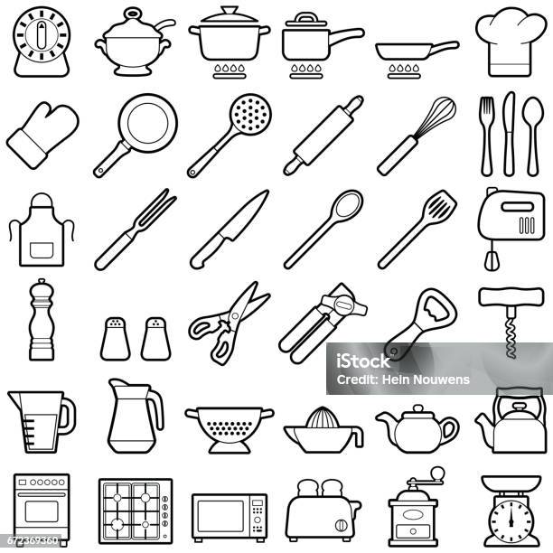 Kitchen Tool Icons Stock Illustration - Download Image Now - Crockery, Kitchen Utensil, Pepper Mill