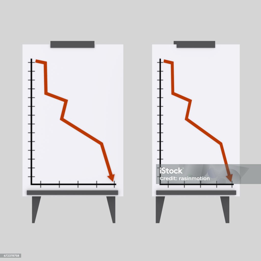 White Board Decrease Graph Stock Illustration - Download Image Now ...