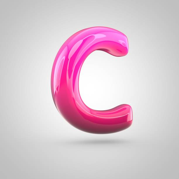 istock Glossy red and pink gradient paint alphabet letter C uppercase isolated on white background 672380520