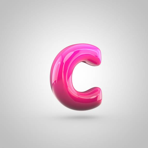 istock Glossy red and pink gradient paint alphabet letter C lowercase isolated on white background 672380586