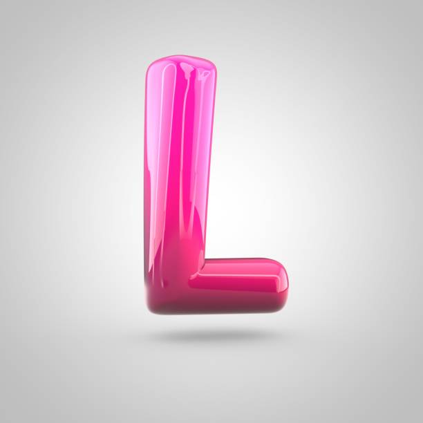 istock Glossy red and pink gradient paint alphabet letter L uppercase isolated on white background 672381634