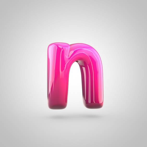 istock Glossy red and pink gradient paint alphabet letter N lowercase isolated on white background 672381818