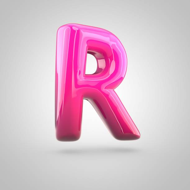 istock Glossy red and pink gradient paint alphabet letter R uppercase isolated on white background 672386214