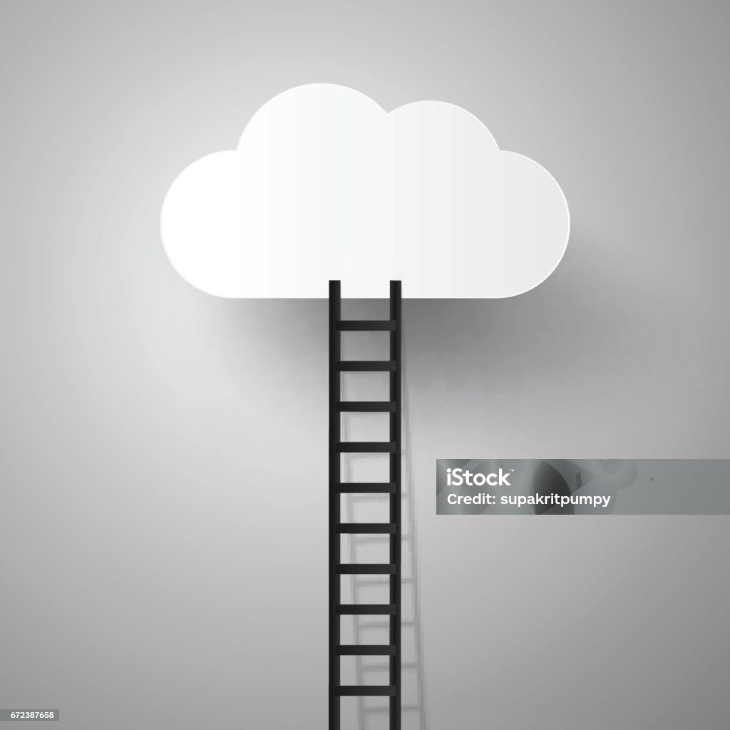 Cloud with Ladder Cloud - Sky stock vector