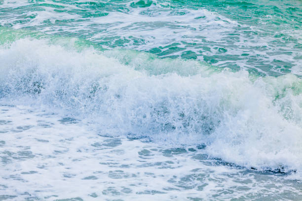 istock Blue sea with waves. Waves in ocean Splashing Waves 672398076