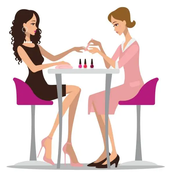 Vector illustration of Woman making manicure