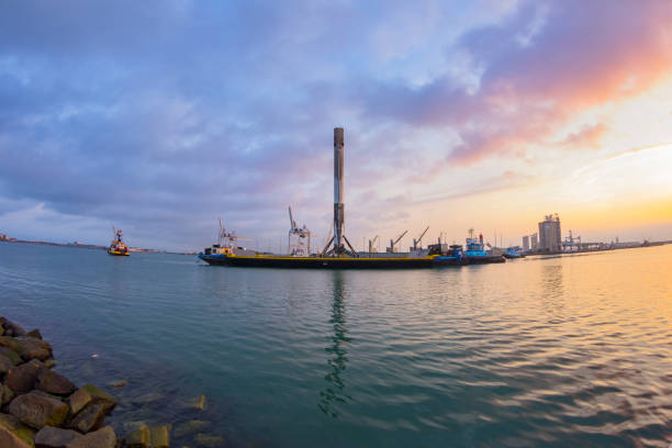 SpaceX SES 10 SES 10 Rocket Booster arriving to Port Canaveral elon musk photos stock pictures, royalty-free photos & images