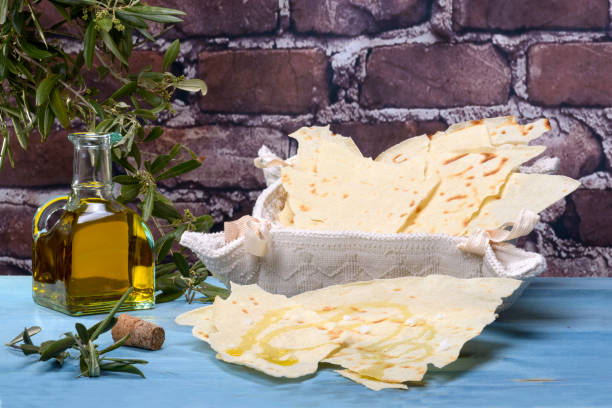 Sardinian bread "Guttiau". stock photo