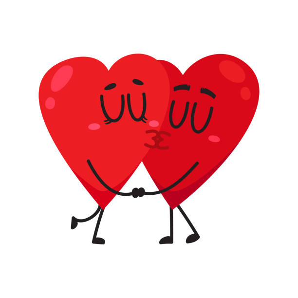 istock Two hearts kissing each other, holding hands, couple in love 672406844