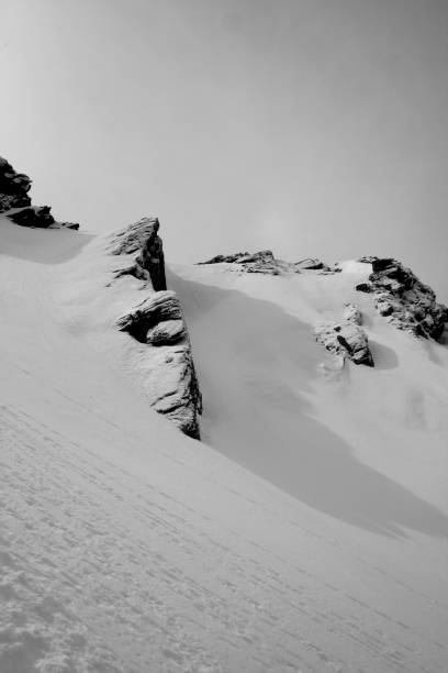 istock Mountain rocky teeth in black and white 672406912