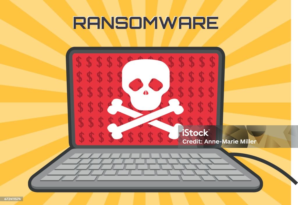 Computer Ransomeware Logo Ransomware On A Laptop Stock Illustration - Download Image Now ...