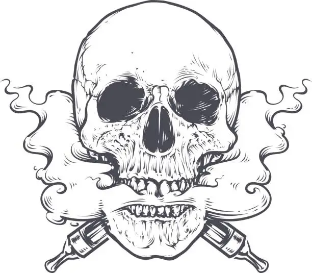 Vector illustration of Vaping Skull Art