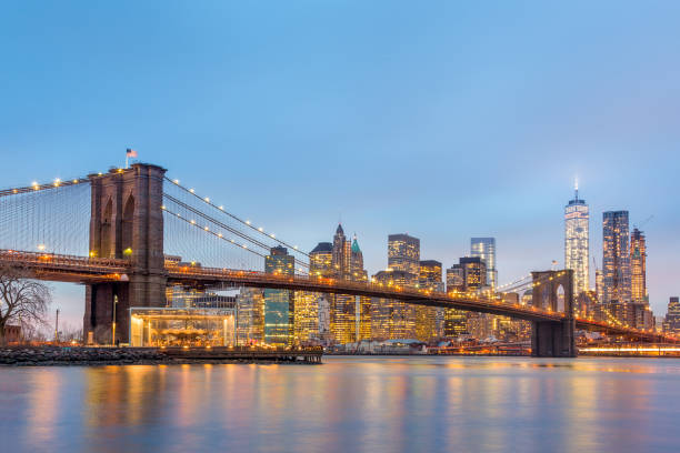 istock Brooklyn bridge at dusk, New York City. 672415150