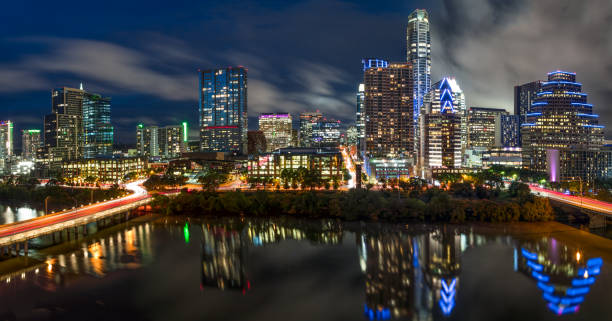 istock Austin Texas Downtown Skyscrapers Skyline Panorama Cityscape at Sunset 672418556