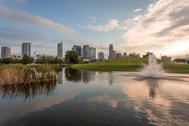istock Austin Texas Downtown Skyscrapers Skyline Panorama Cityscape at Sunset 672418978