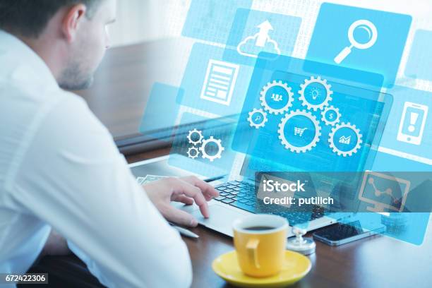 Business Technology Internet And Network Concept Stock Photo - Download Image Now - Innovation, Merchandise, Advertisement