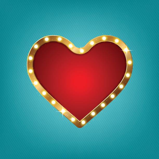 istock Retro light sign, heart shape. Vintage style banner with copy space. 672433584