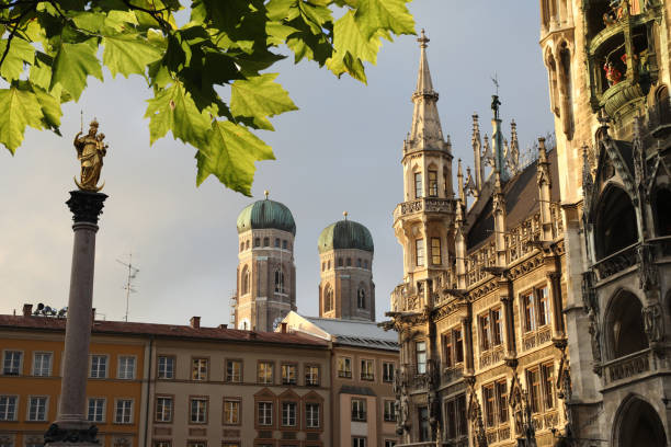 istock Munich old city Marienplatz aerial view, Germany 672437510