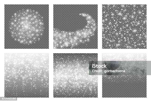 Shooting Shining Star With Elegant Trail Meteoroid Comet Asteroid Stars Abstract Star Burst Falling Snowflakes Glitter Snow Line Confetti Isolated On Transparent Background Vector Set Stock Illustration - Download Image Now