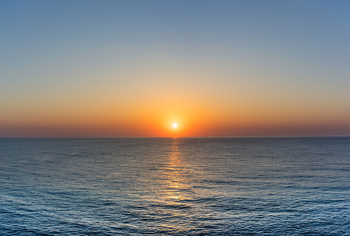 sunset horizon over water in cuba.