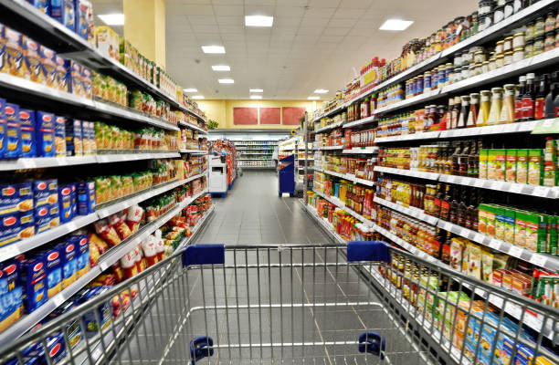 istock Shopping carts in the supermarket 672450320
