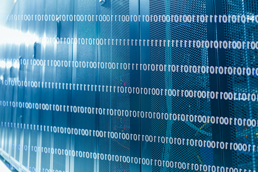 Binary Rack Binary Data With Server Room Racks In The Back Stock Photo - Download ...
