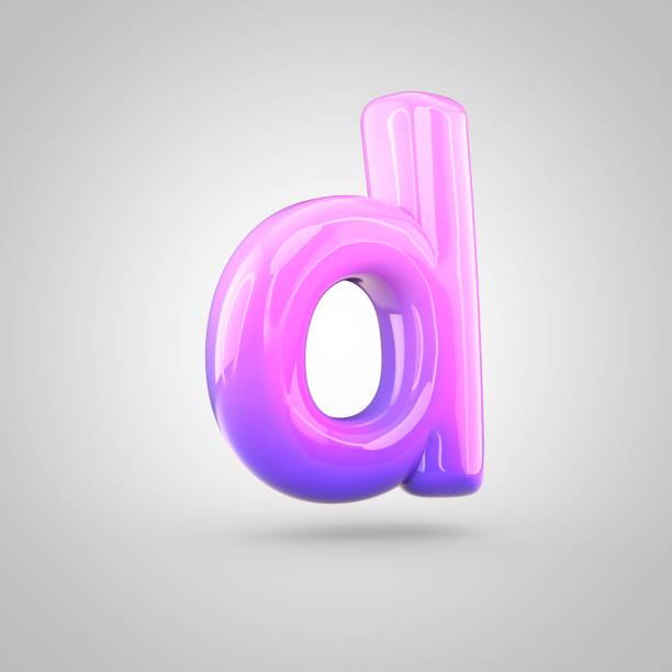 istock Glossy pink and violet gradient paint alphabet letter D lowercase isolated on white background 672453116