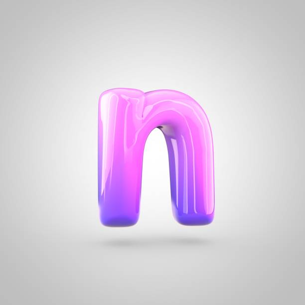 istock Glossy pink and violet gradient paint alphabet letter N lowercase isolated on white background 672458156