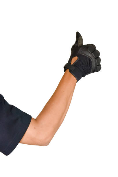 istock Motorcycle glove and hand signal 672458578