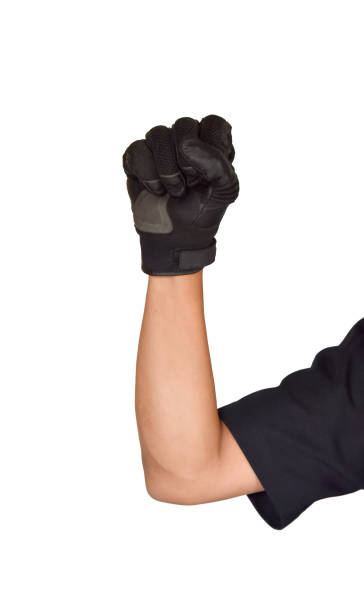 istock Motorcycle glove and hand signal 672458602