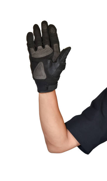 istock Motorcycle glove and hand signal 672458604