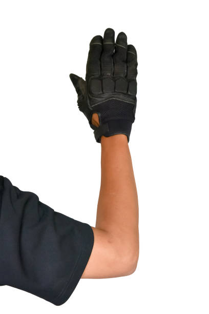 istock Motorcycle glove and hand signal 672458888