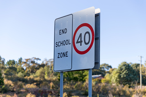 School traffic sign in rural Australia