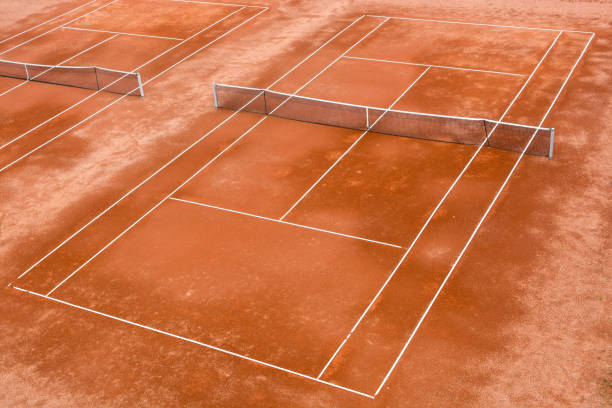 Empty clay tennis court