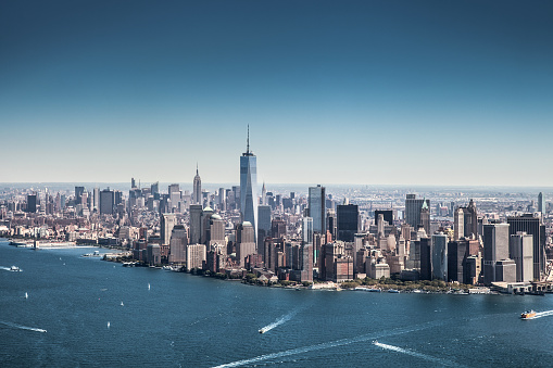 New York Cityscape, modern downtown skyline, United States.