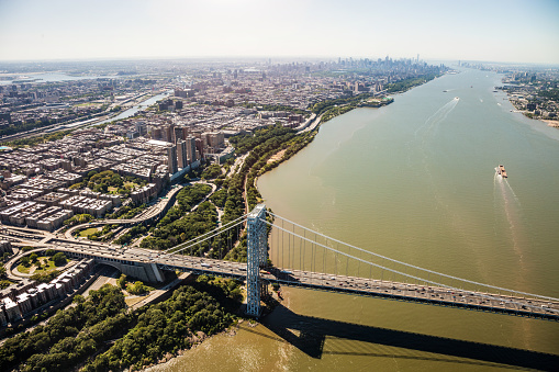 George Washington Bridge, NYC, seen from helicopter.