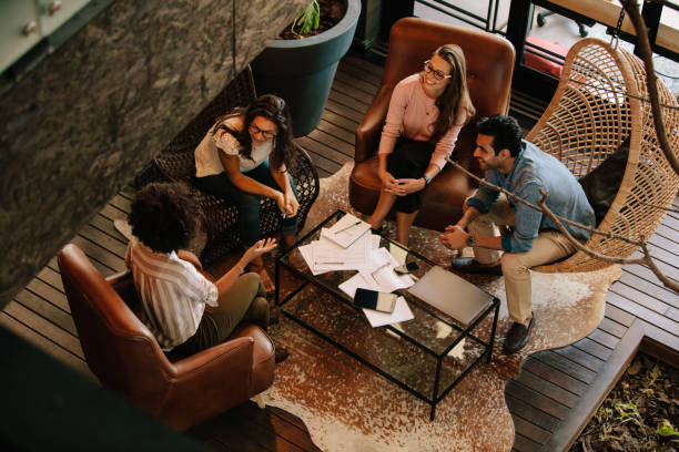 istock Corporate business team meeting in office 672471632