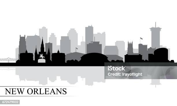 New Orleans City Skyline Silhouette Background Stock Illustration - Download Image Now - New Orleans, Urban Skyline, Vector
