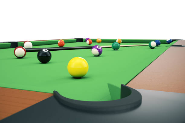 istock 3D illustration American pool snooker balls background. American Billiard. Close up Billiard balls. Bar game. Billiard table game. 672482002
