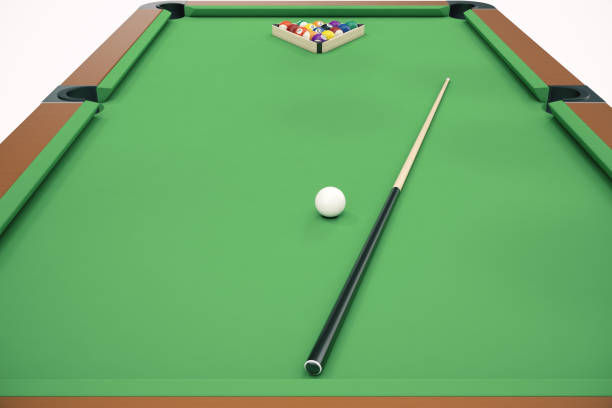 istock 3D illustration Billiard balls in a green pool table, pool billiard game. Billiard concept 672482008