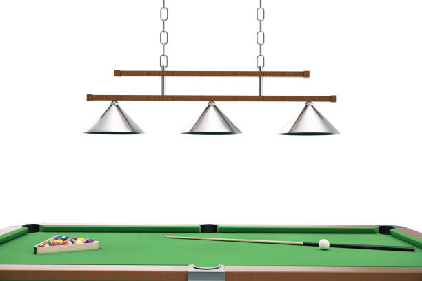 istock 3D illustration Billiard balls on green table with billiard cue, Snooker, Pool game. Billiard concept 672482028