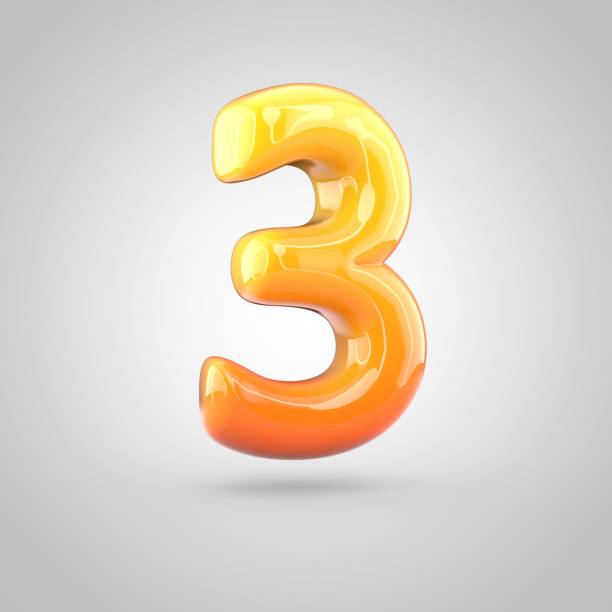 istock Glossy orange and yellow gradient paint alphabet number 3 isolated on white background 672483596
