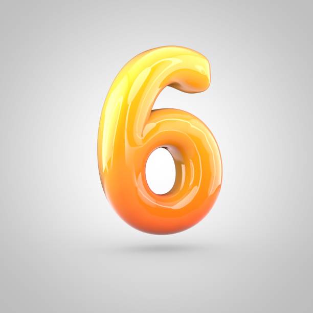 istock Glossy orange and yellow gradient paint alphabet number 6 isolated on white background 672485786