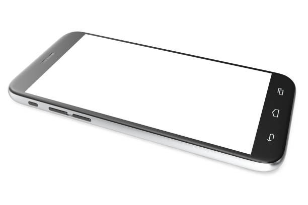 istock Modern smart phone. White screen for mockup, isolated on white background, 3d illustration 672486242