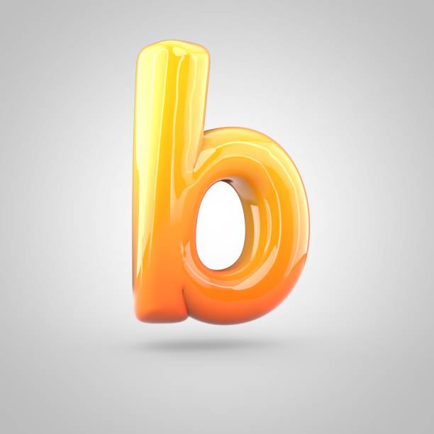 istock Glossy orange and yellow gradient paint alphabet letter B lowercase isolated on white background 672486296