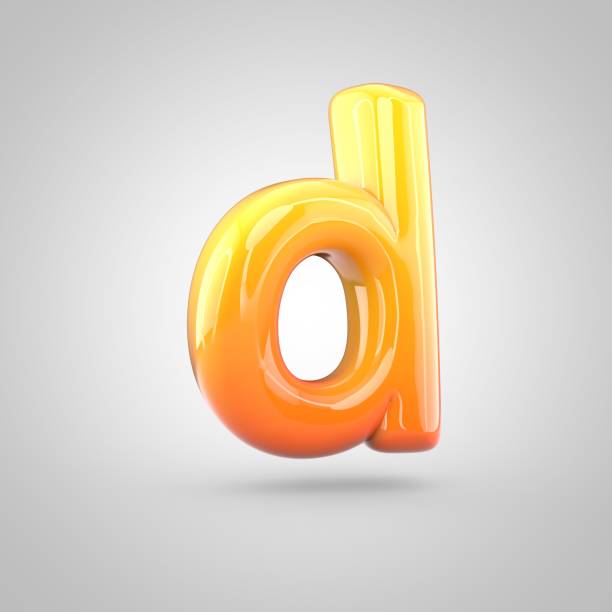 istock Glossy orange and yellow gradient paint alphabet letter D lowercase isolated on white background 672486618