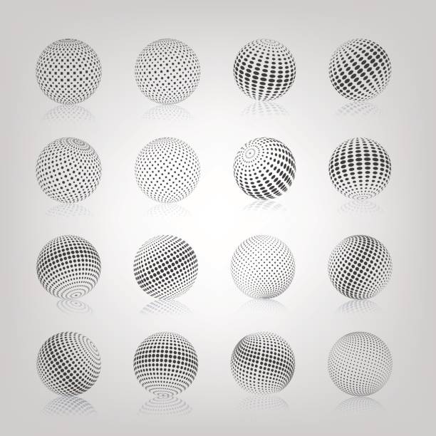 сфера с полутоновой заполните, векторная иллюстрация. - sphere symbol three dimensional shape abstract stock illustrations